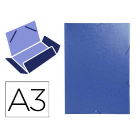 Carpeta exacompta gomas carton simil-prespan tres solapas din a3 azul