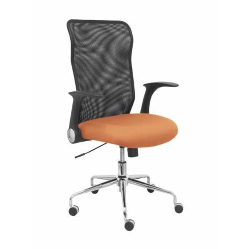 Silla Minaya respaldo malla negro asiento bali marrón