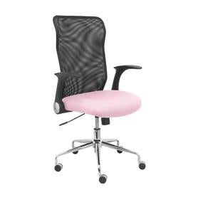 Silla Minaya respaldo malla negro asiento bali rosa pálido