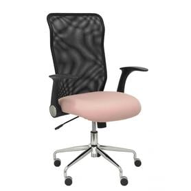 Silla Minaya respaldo malla negro asiento bali rosa pálido