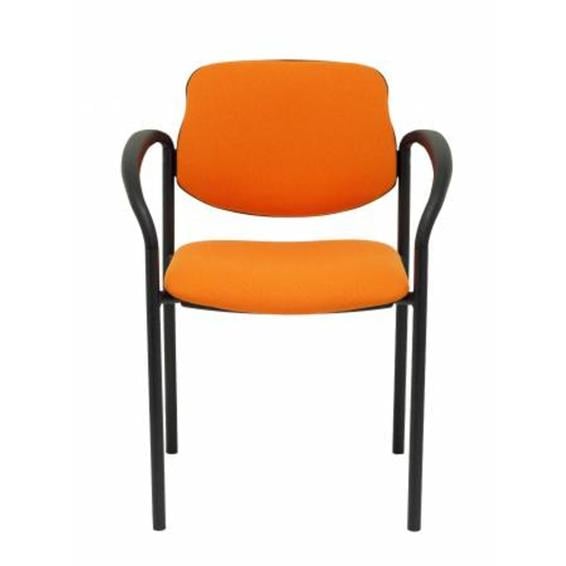 Silla fija Villalgordo bali naranja chasis negro con brazos