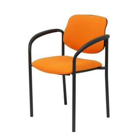 Silla fija Villalgordo bali naranja chasis negro con brazos