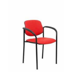 Silla fija Villalgordo similpiel rojo chasis negro con brazos