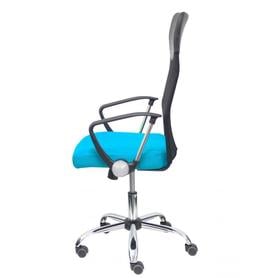 Silla Gontar respaldo malla negro asiento turquesa