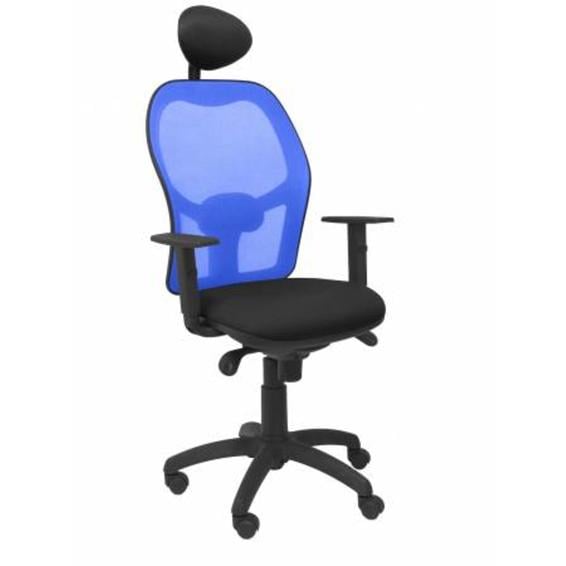 Silla Jorquera malla azul asiento bali negro con cabecero fijo