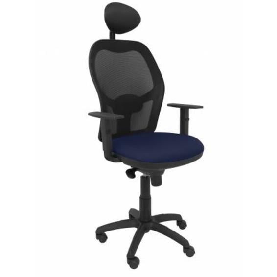 Silla Jorquera malla negra asiento bali azul marino con cabecero fijo