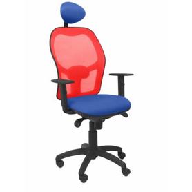 Silla Jorquera malla roja asiento bali azul con cabecero fijo