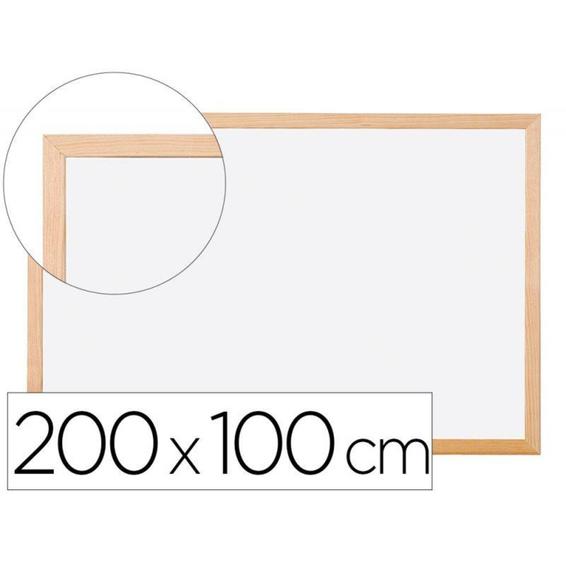 Pizarra blanca q-connect laminada marco de madera 200x100 cm