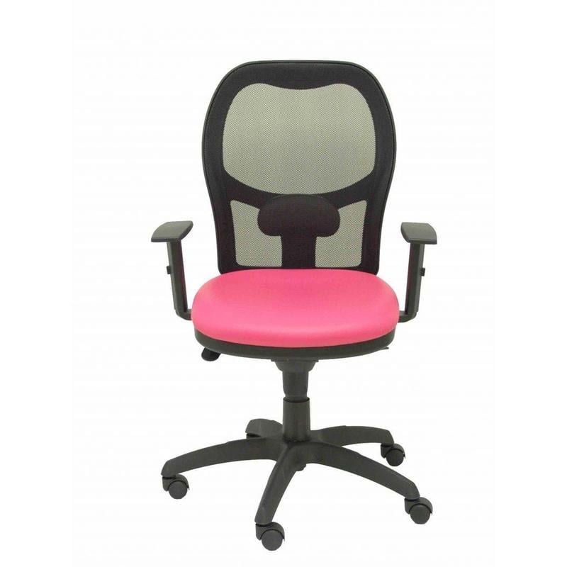 Silla Jorquera malla negra asiento similpiel rosa