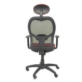 Silla Jorquera malla negra asiento similpiel granate con cabecero fijo