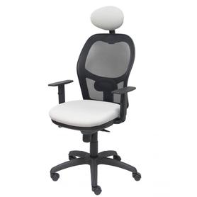 Silla Jorquera malla negra asiento bali gris claro con cabecero fijo