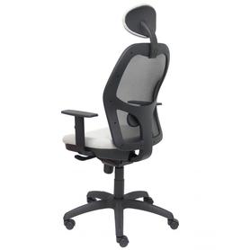 Silla Jorquera malla negra asiento bali gris claro con cabecero fijo