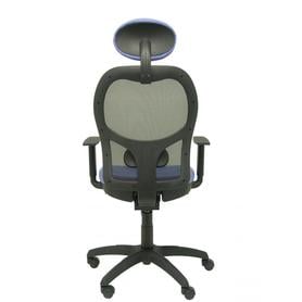 Silla Jorquera malla negra asiento bali azul claro con cabecero fijo