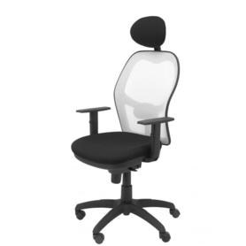 Silla Jorquera malla blanca asiento bali negro con cabecero fijo