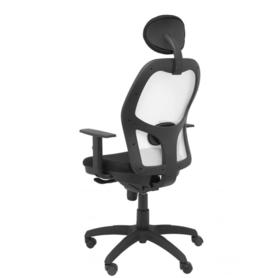 Silla Jorquera malla blanca asiento bali negro con cabecero fijo