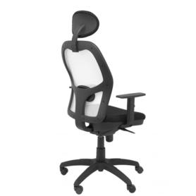 Silla Jorquera malla blanca asiento bali negro con cabecero fijo