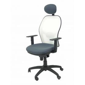 Silla Jorquera malla blanca asiento bali gris oscuro con cabecero fijo