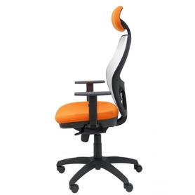 Silla Jorquera malla blanca asiento bali naranja con cabecero fijo