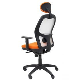 Silla Jorquera malla blanca asiento bali naranja con cabecero fijo