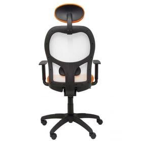 Silla Jorquera malla blanca asiento bali naranja con cabecero fijo