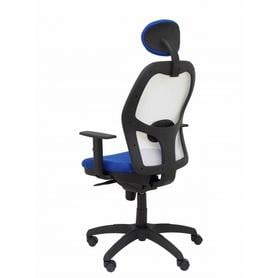 Silla Jorquera malla blanca asiento bali azul con cabecero fijo