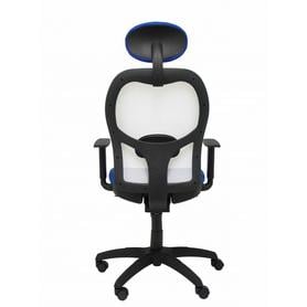 Silla Jorquera malla blanca asiento bali azul con cabecero fijo