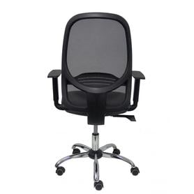 Silla Cilanco negra malla negra asiento similpiel negro brazo regulable base cromada