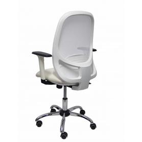 Silla Cilanco blanca malla blanca asto similpiel blanco brazo reg. base crom RP