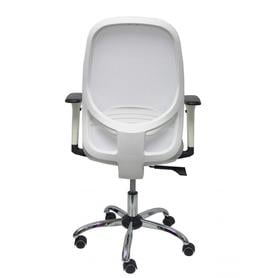 Silla Cilanco blanca malla blanca asto similpiel gris brazo reg. base crom RP