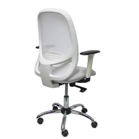 Silla Cilanco blanca malla blanca asto similpiel gris brazo reg. base crom RP