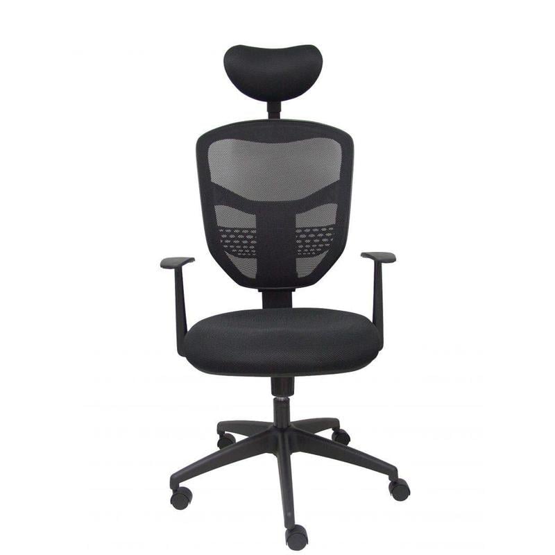 Silla Chinchilla respaldo malla negro con cabecero asiento 3D negro