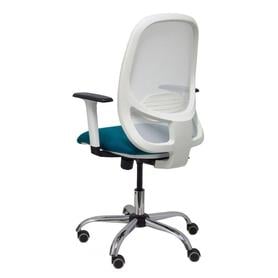 Silla Cilanco blanca malla blanca asiento bali verde brazo regulable base cromada ruedas de parqué