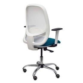 Silla Cilanco blanca malla blanca asiento bali verde brazo regulable base cromada ruedas de parqué