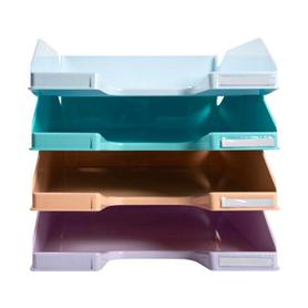 Bandeja sobremesa exacompta plastico aquarel set de 4 bandejas combo midi colores pastel 346x225x243 mm