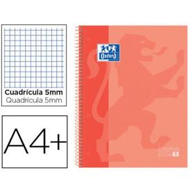 Cuaderno espiral oxford ebook 1 school classic din a4+ 80 hojas cuadro 5 mm melocoton