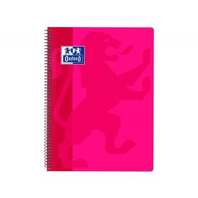 Cuaderno espiral oxford school classic tapa polipropileno folio 80 h cuadro 4 mm con margen fucsia