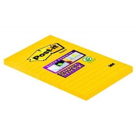 Bloc de notas adhesivas quita y pon post-it super sticky rayado amarillo ultra 102x152 mm